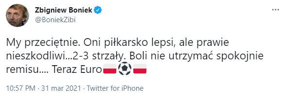 TWEET Zbigniewa Bońka po meczu z Anglią!